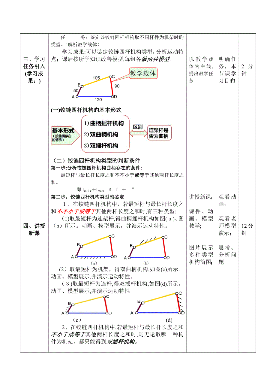 铰链四杆机构的类型及判定公开课教案_第3页