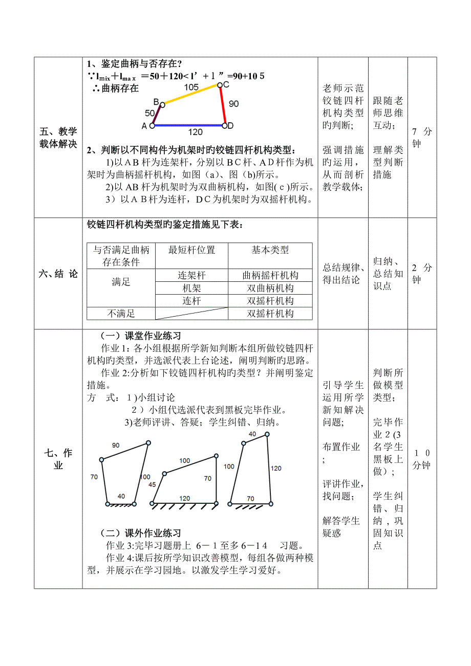 铰链四杆机构的类型及判定公开课教案_第4页