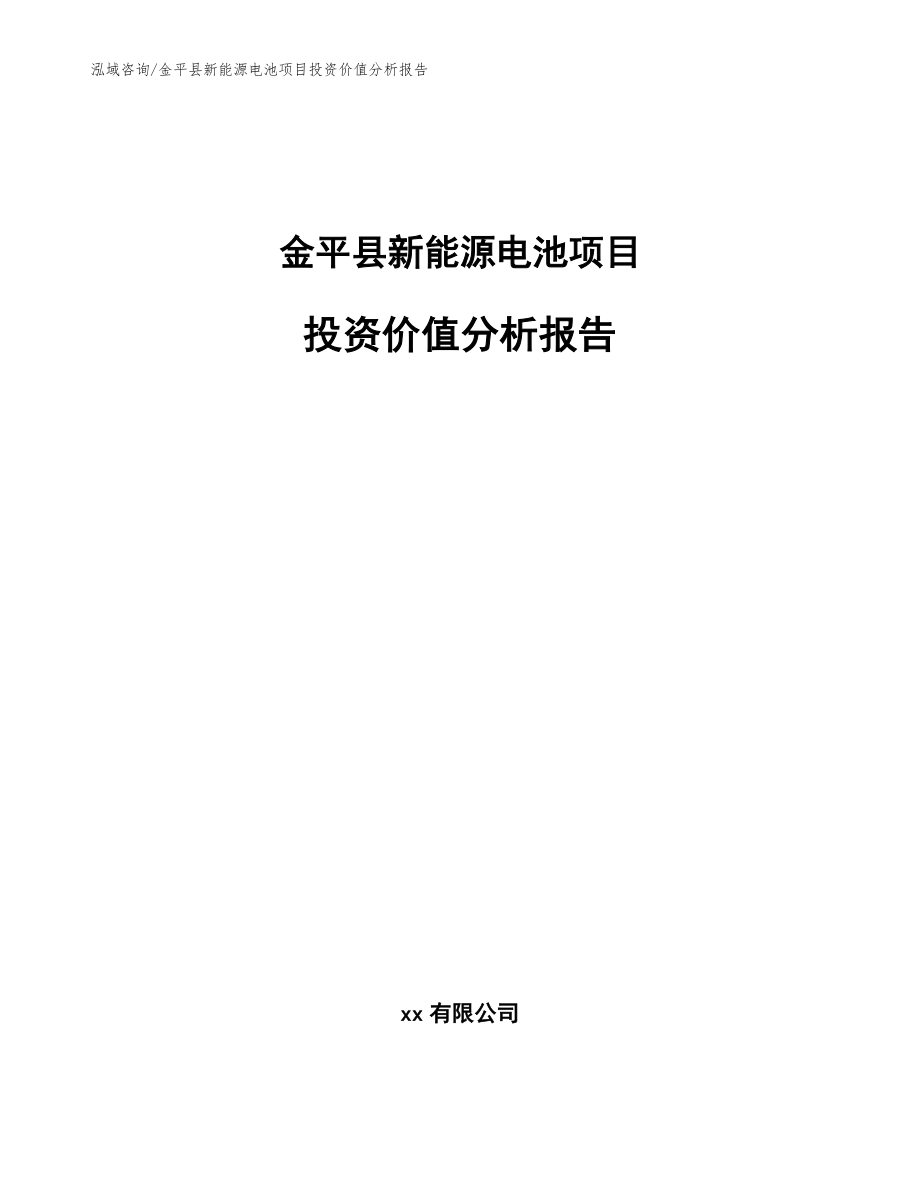 金平县新能源电池项目投资价值分析报告模板范文_第1页