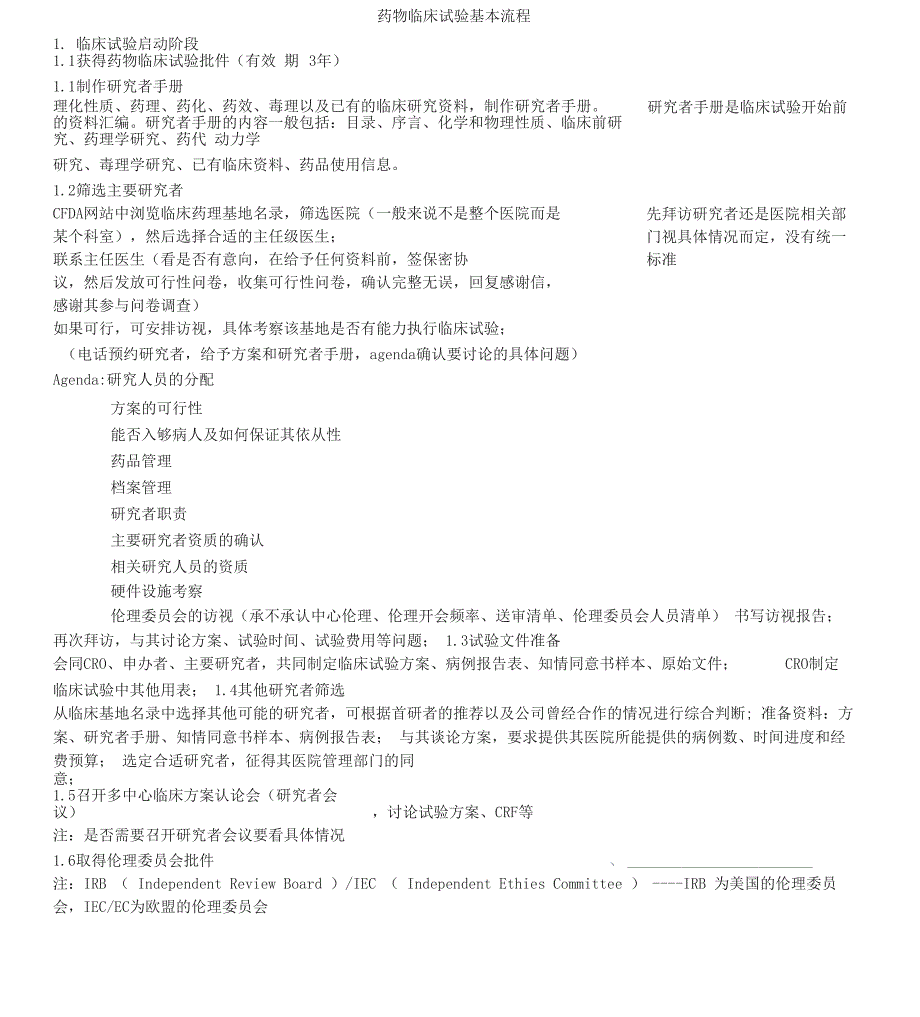 药物临床试验基本流程_第1页