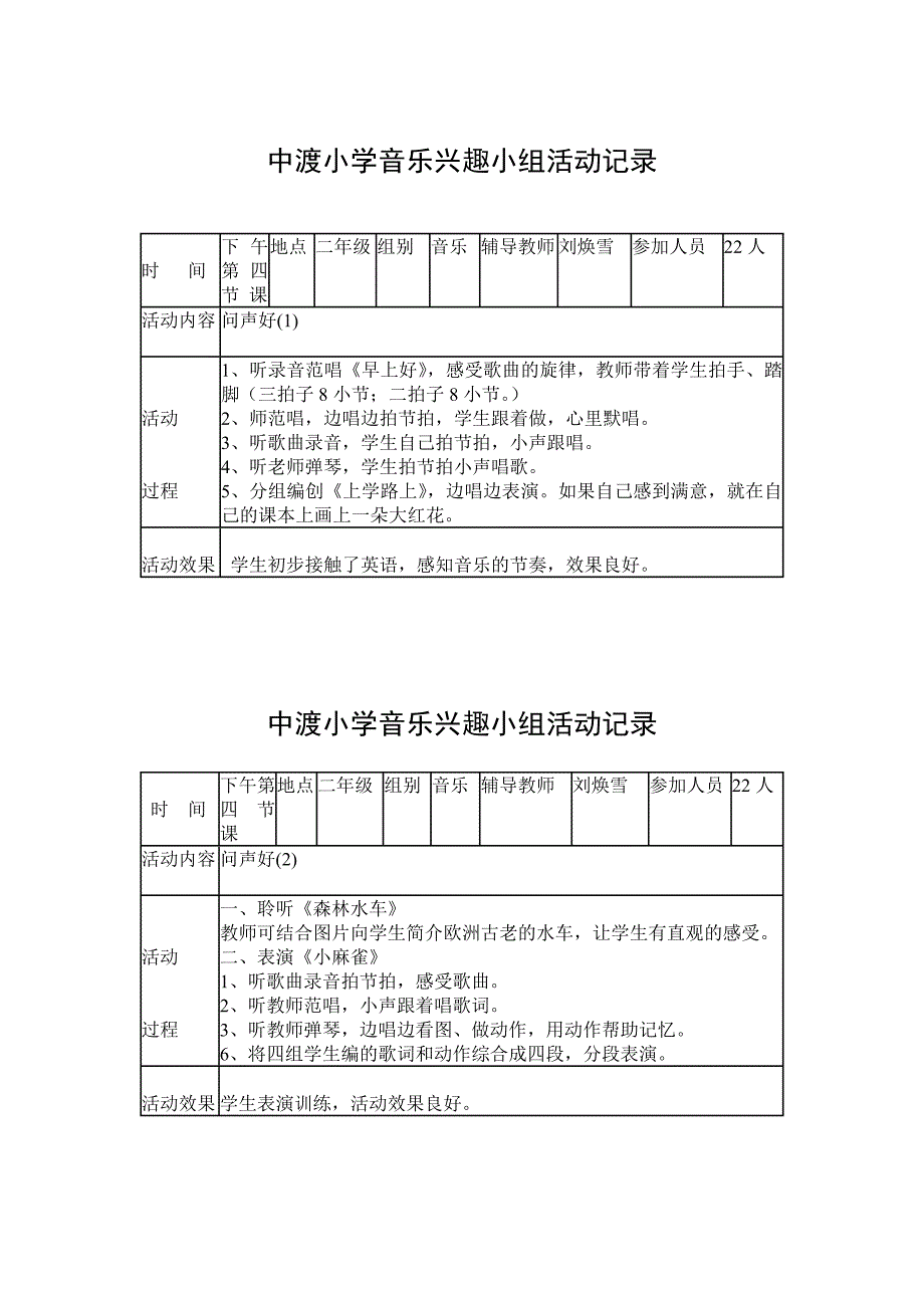 小学音乐兴趣小组活动记录_第1页