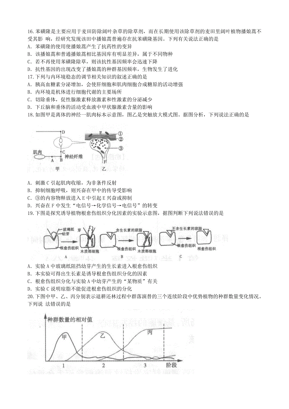 高三生物测试卷_第4页