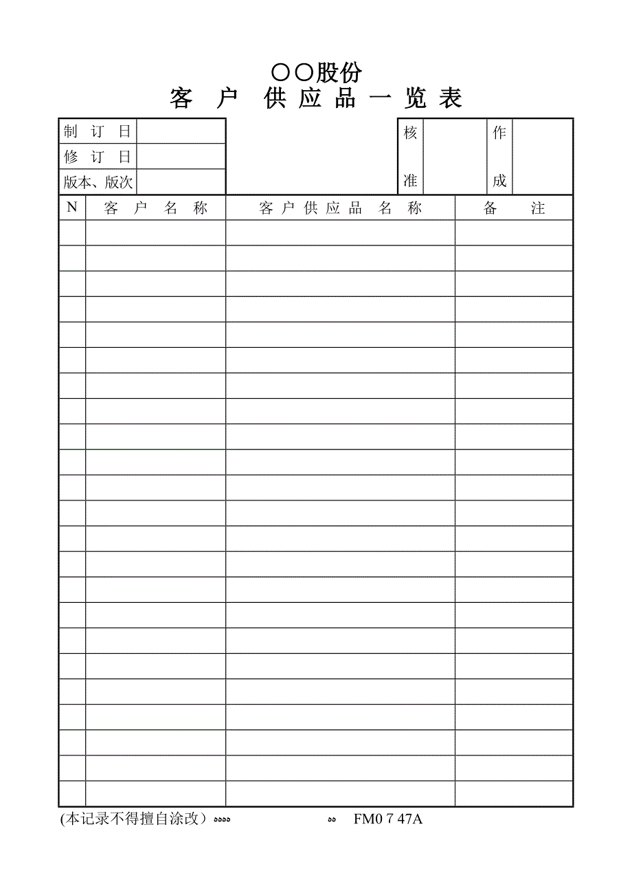 客户供应品一览表_第1页