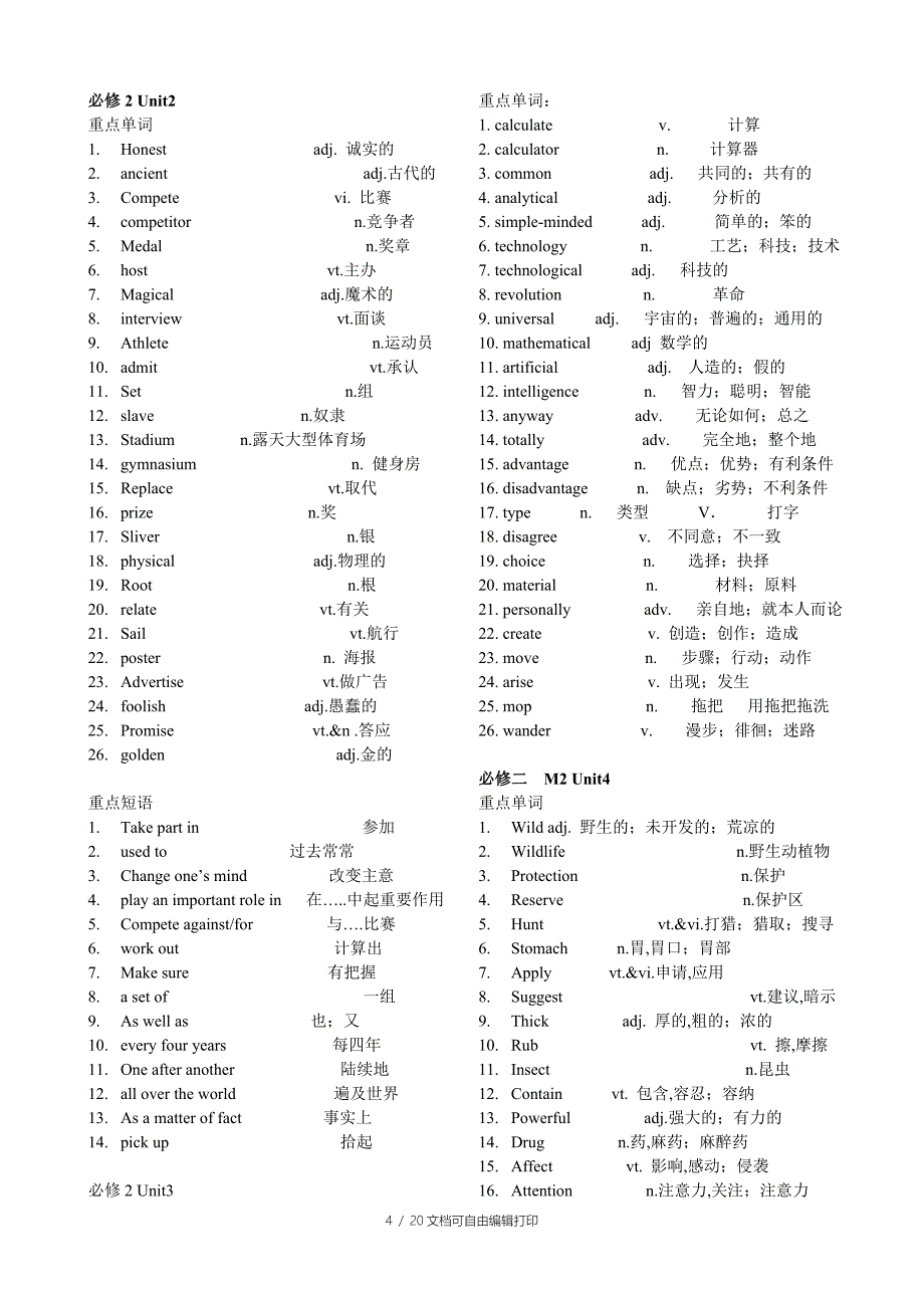 高考英语必修1选修8词组词汇大总结(人教新课标)_第4页