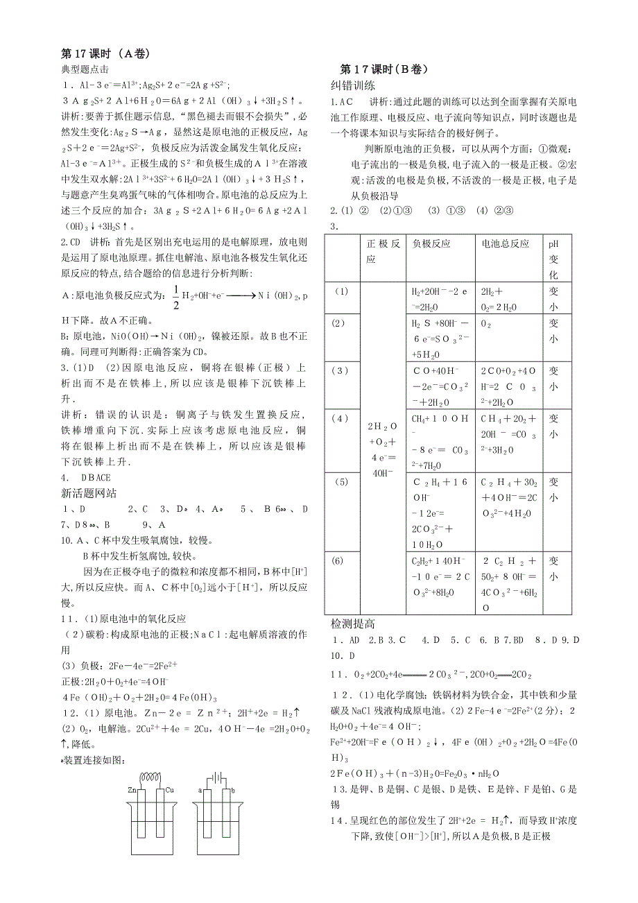 高三化学140分突破第一轮复习资料第17课第17课时答案与讲析高中化学_第1页