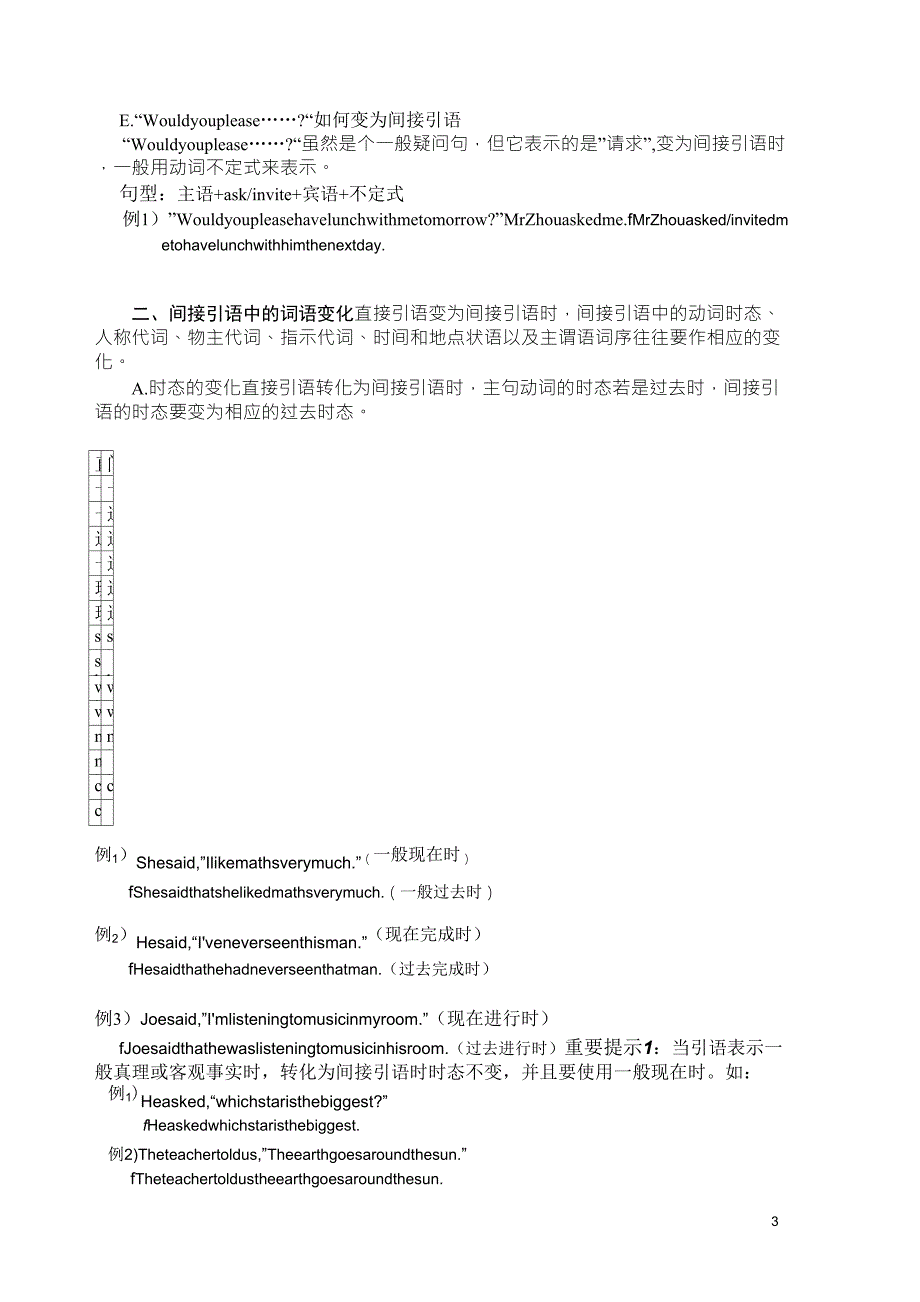 初中英语直接引语和间接引语讲解与训练_第3页