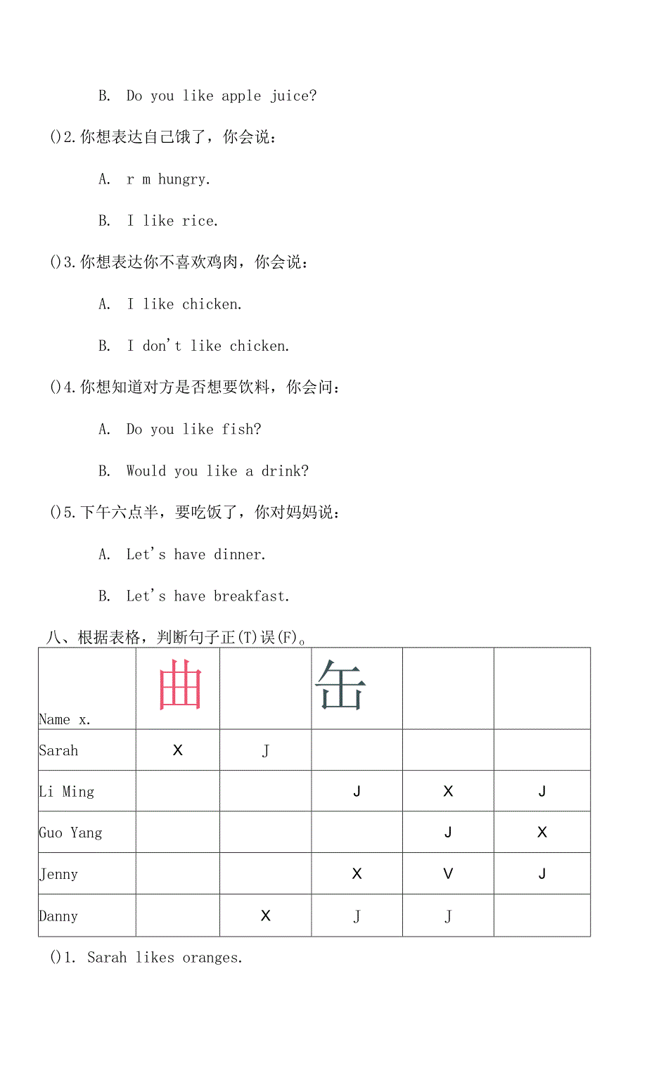 鲁科版三年级下册英语Unit-1-单元测试卷及答案.docx_第3页