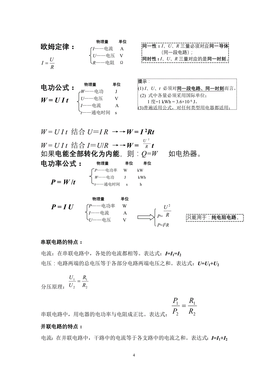 初中物理中考常用公式 总结;_第4页