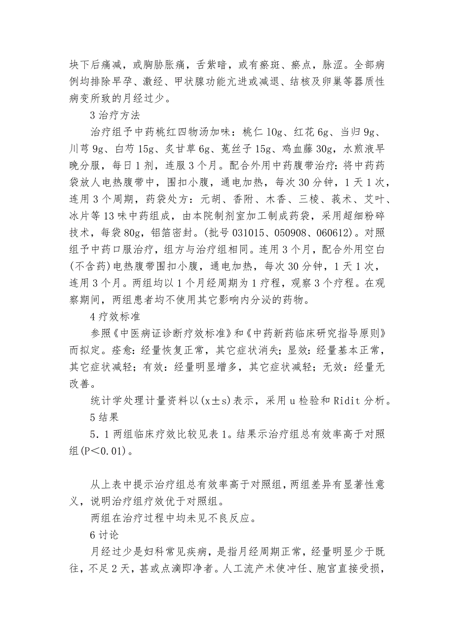 中药二联疗法治疗人流术后月经过少60例教研课题论文开题结题中期研究报告(反思经验交流).docx_第2页