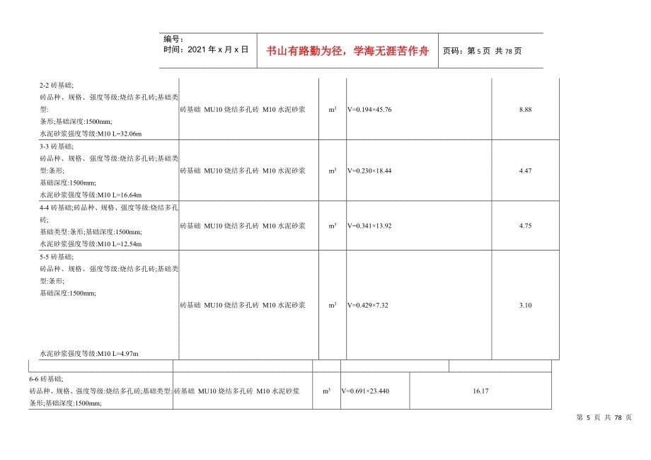 幼儿园清单工程量预算书_第5页