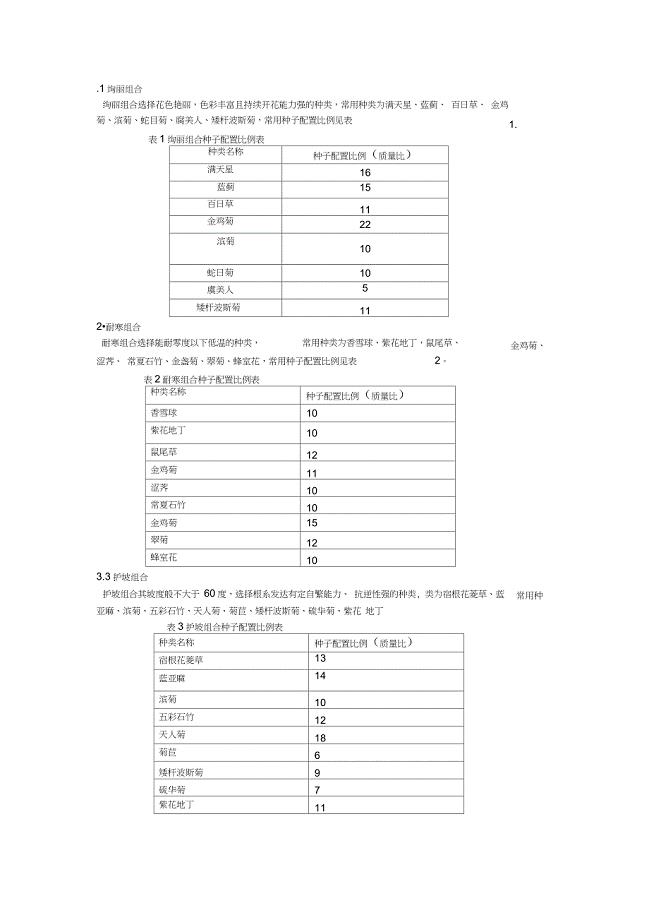 混播草花组合及配比技术