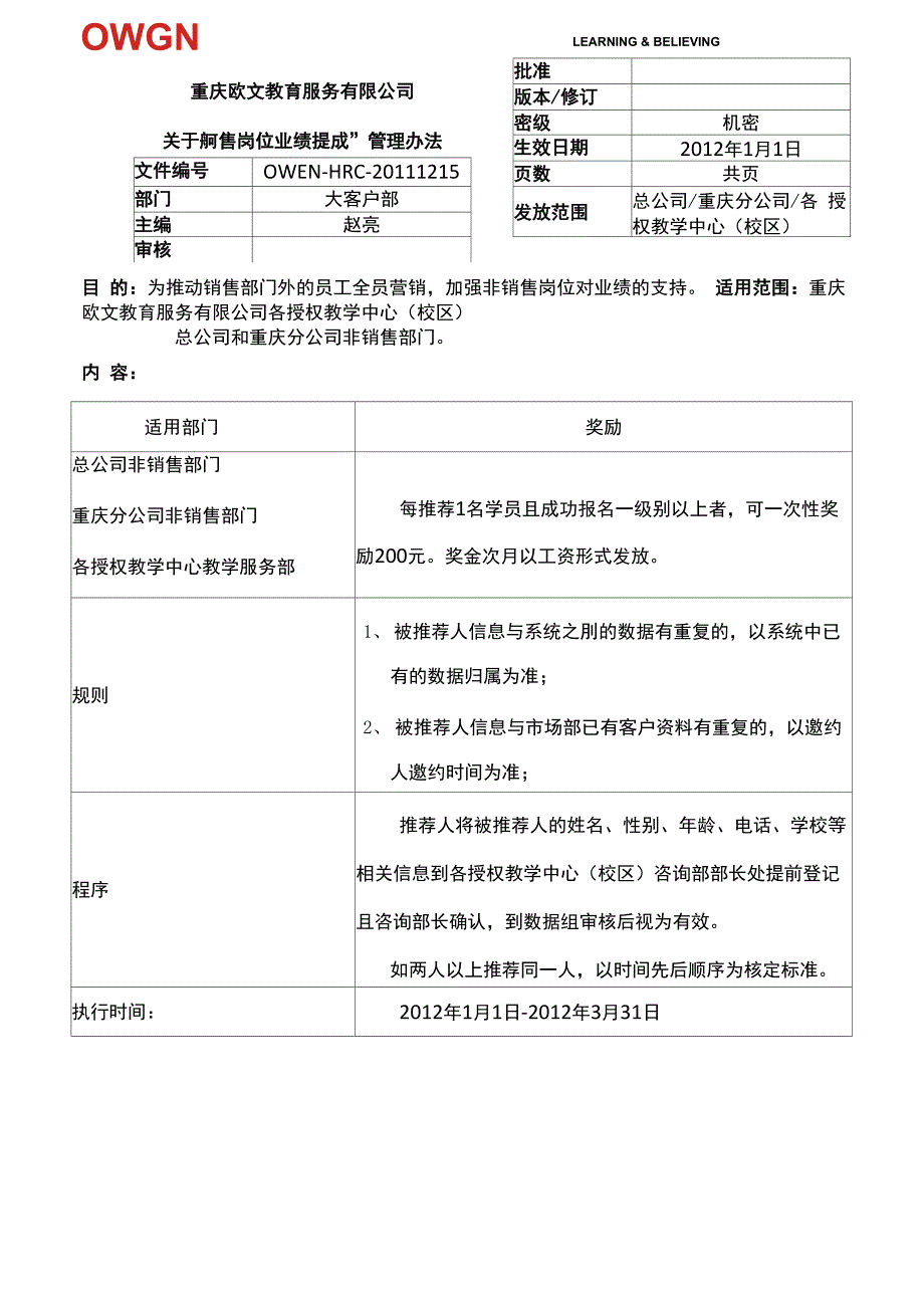 非销售岗位业绩提成的办法_第1页