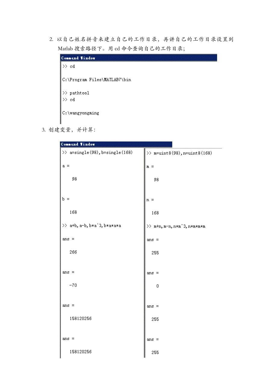 Matlab实验报告 实验一：Matlab操作环境熟悉_第5页