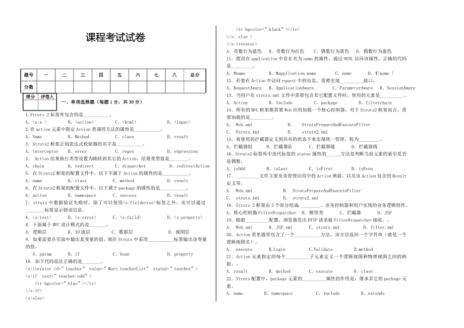 SSH框架技术试卷+答案_第2页