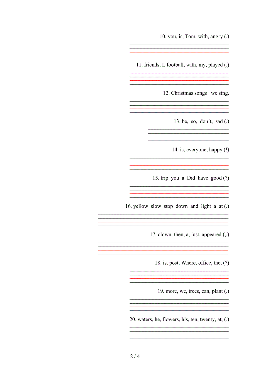 冀教版六年级春季学期英语连词成句专项辅导题_第2页