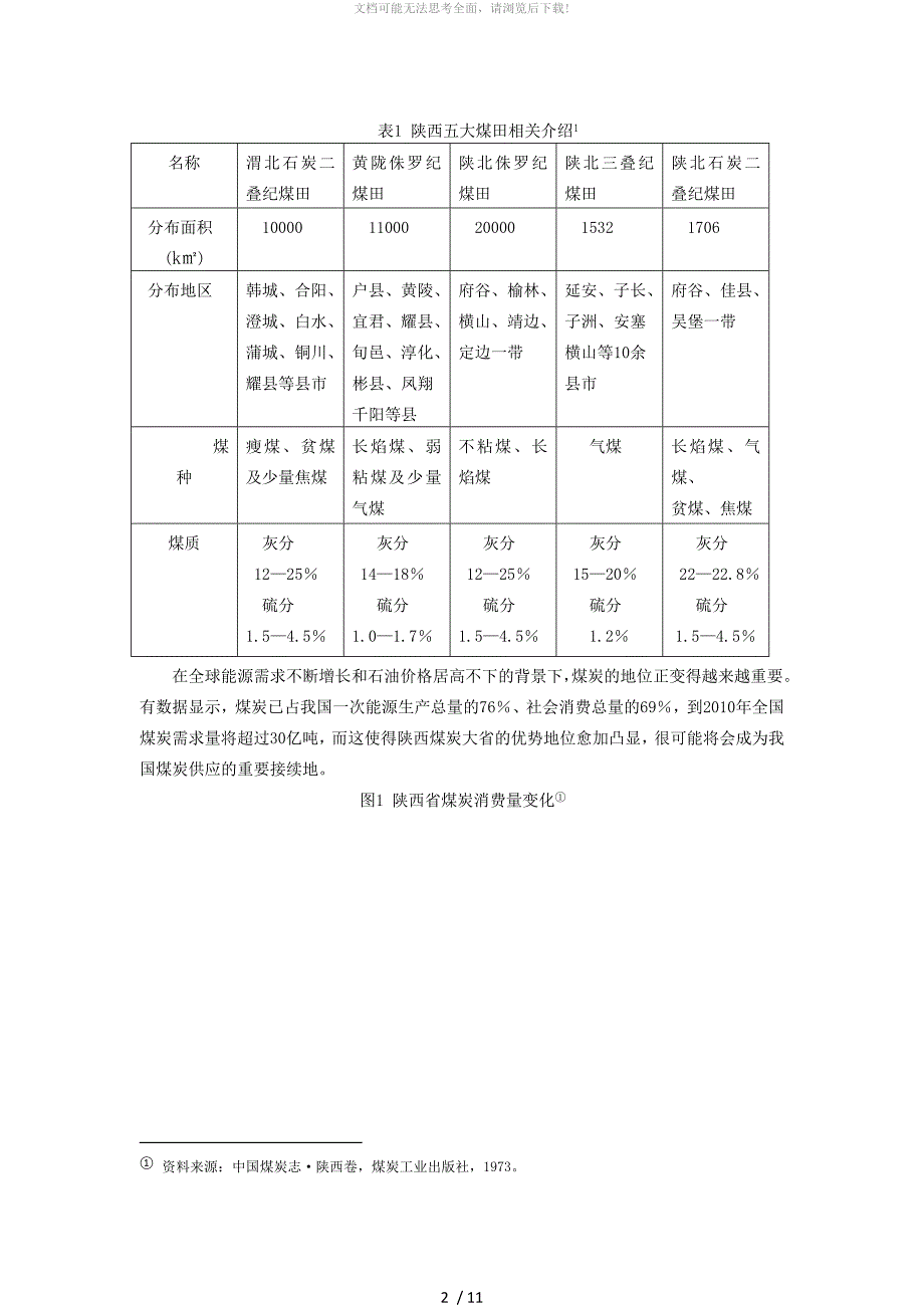 陕西煤炭产业的现状及发展WORD_第2页