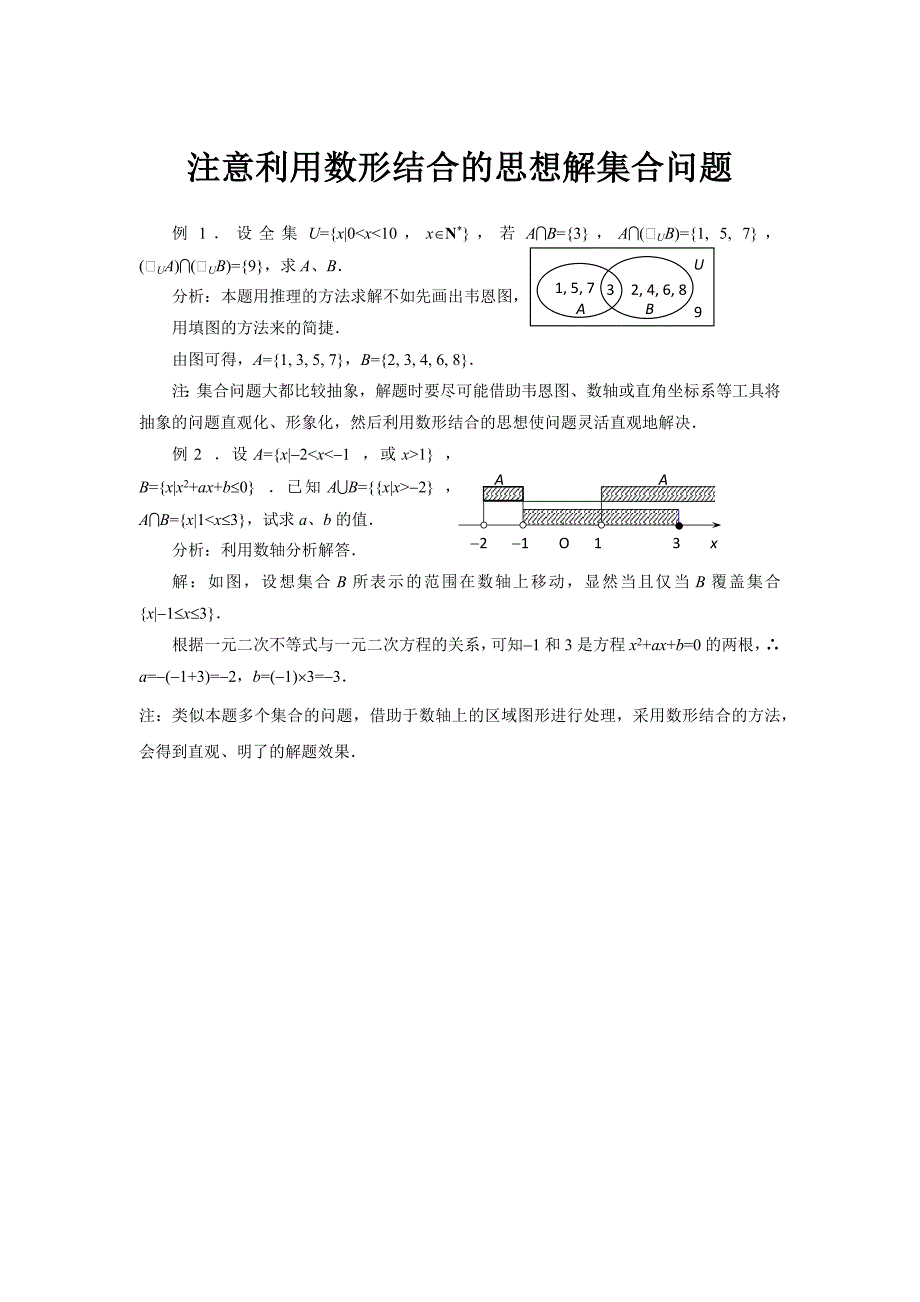 注意利用数形结合的思想解集合问题_第1页