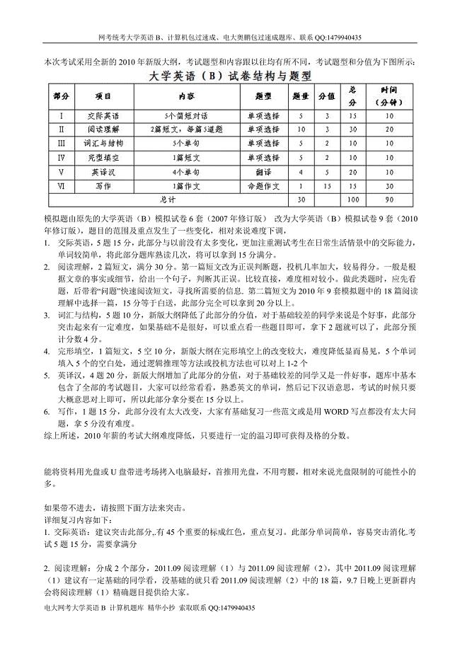 2013年4月统考网考大学英语B考试技巧.doc