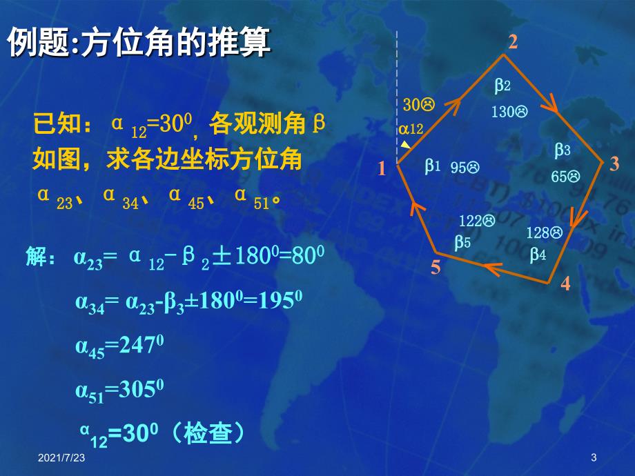 导线测量方位角计算方法PPT课件_第3页