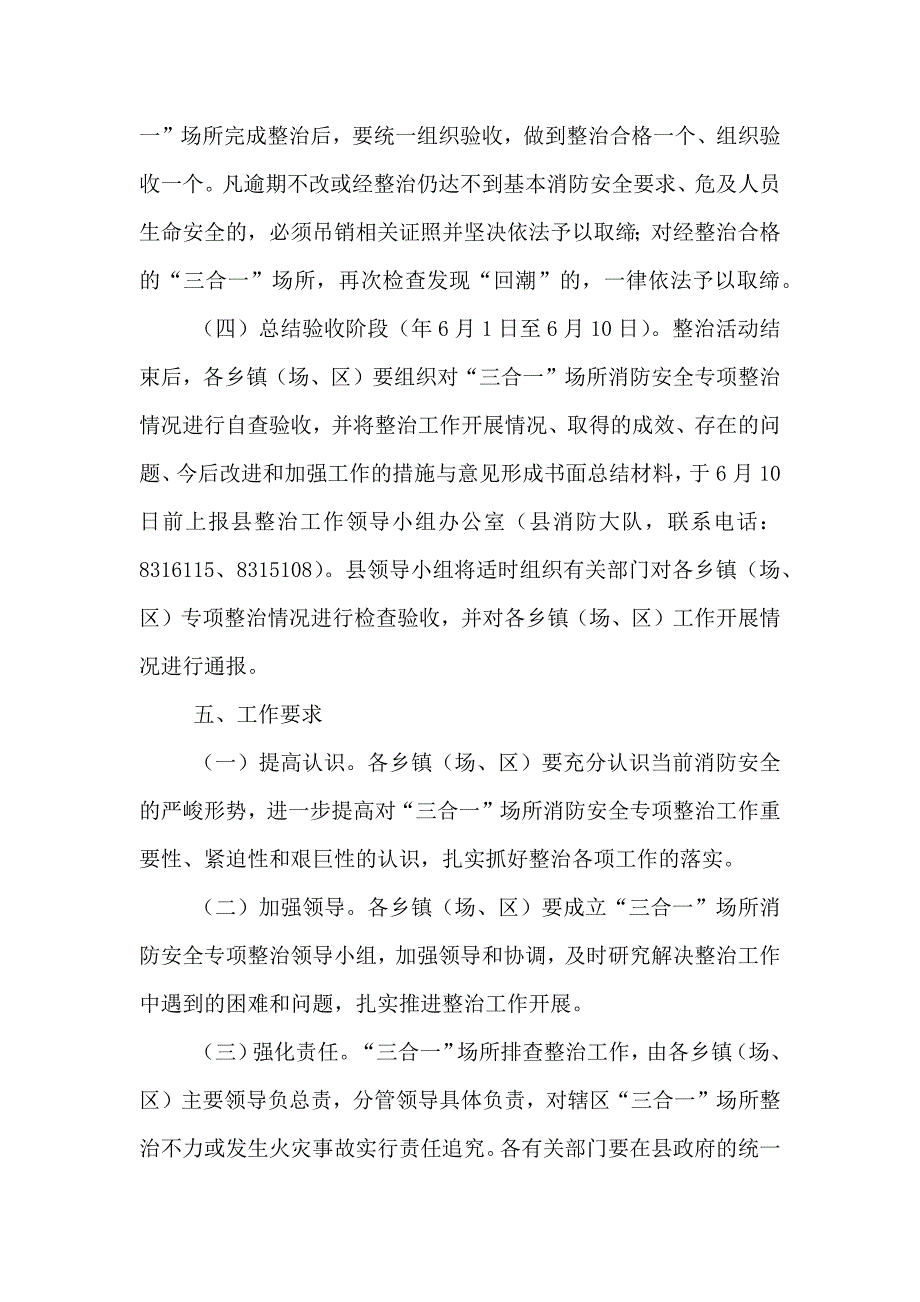 三合一场所消防安全排查整治方案_第4页