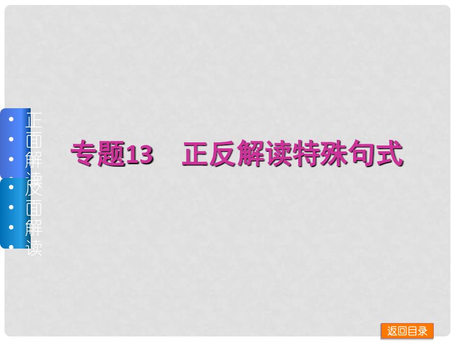 高三英语一轮复习（正面解读+反面解读）语法专题13 正反解读特殊句式课件 外研版_第1页