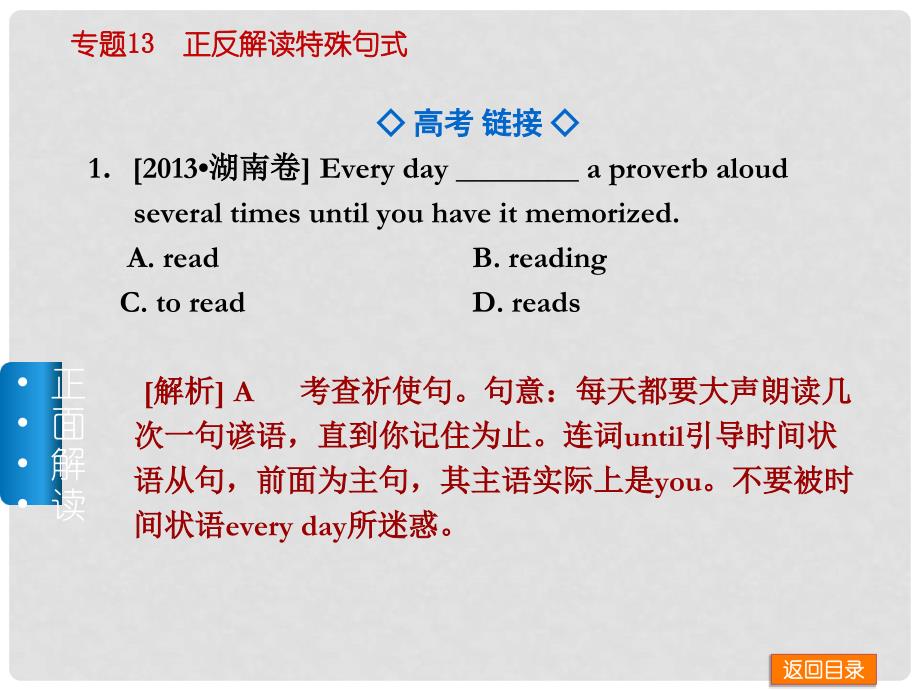 高三英语一轮复习（正面解读+反面解读）语法专题13 正反解读特殊句式课件 外研版_第2页