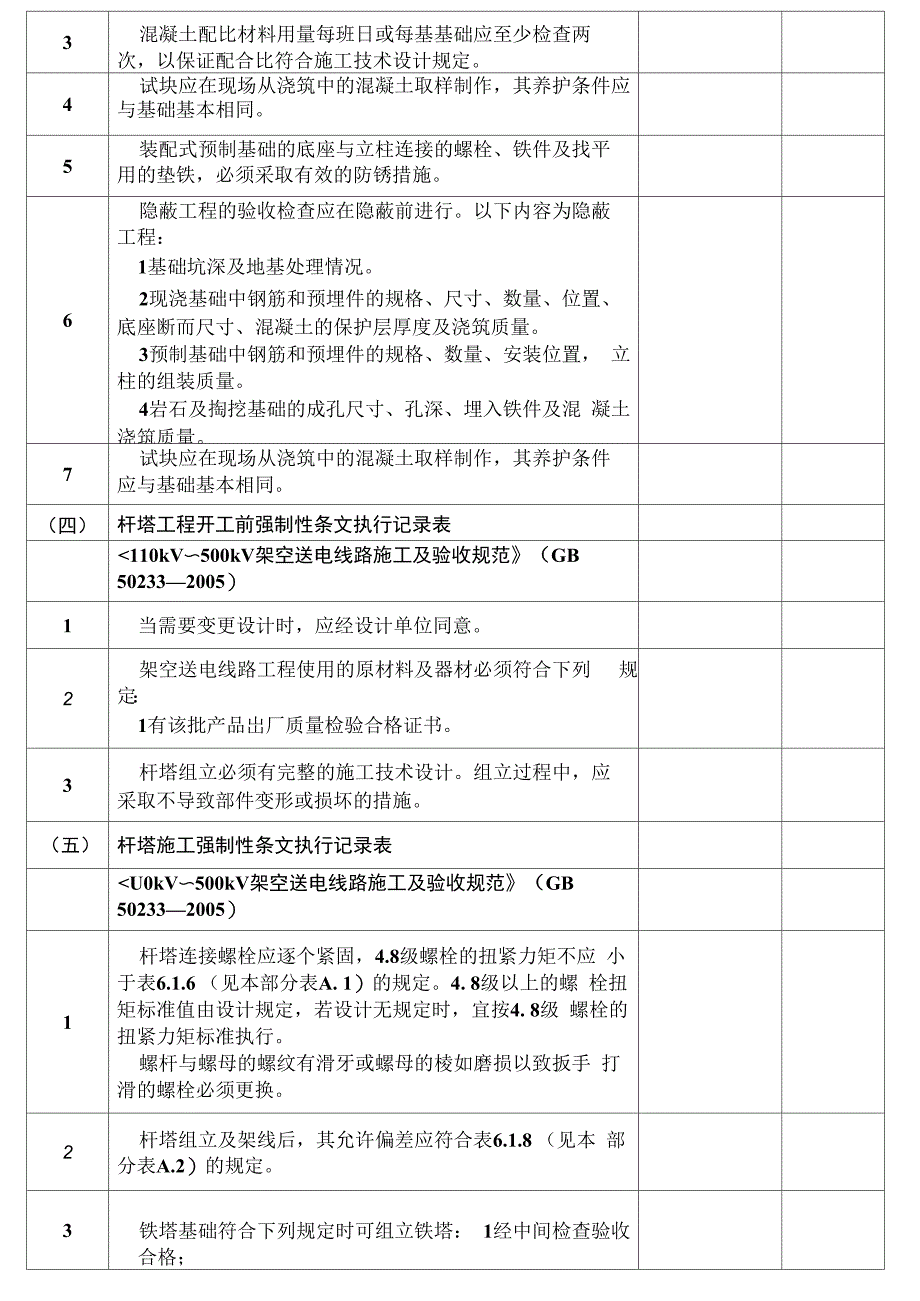 输电线路强制性条文执行情况记录表_第2页