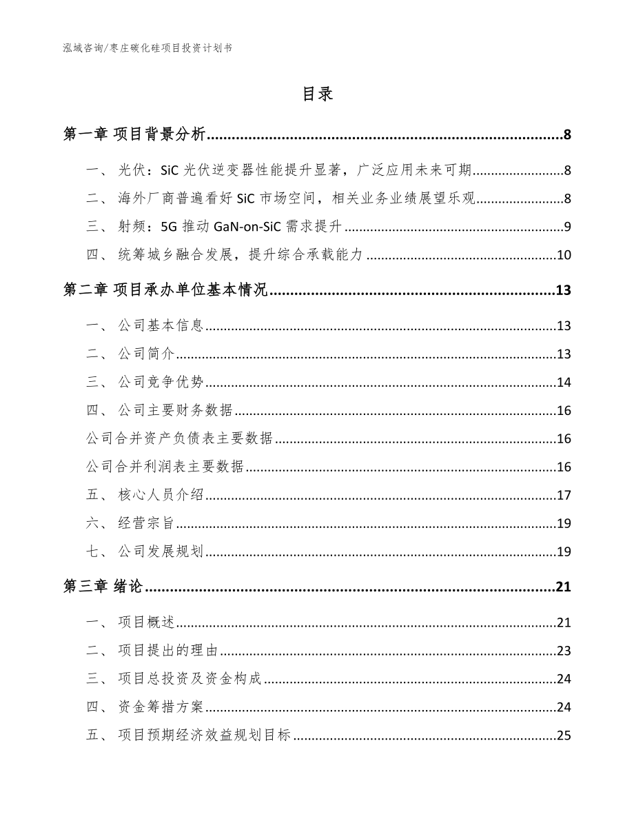 枣庄碳化硅项目投资计划书【模板范文】_第2页