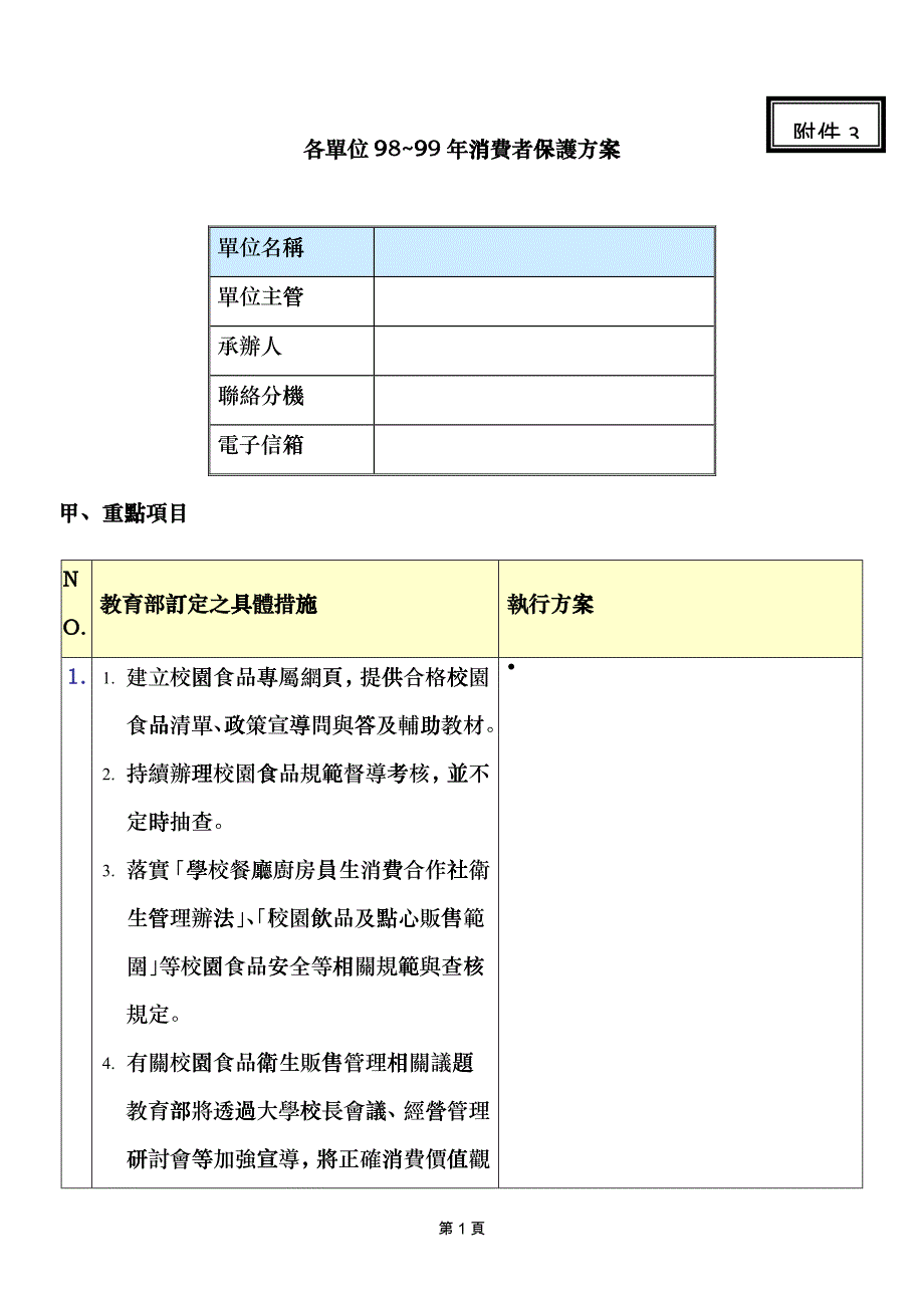 各单位98~99年消费者保护方案_第1页