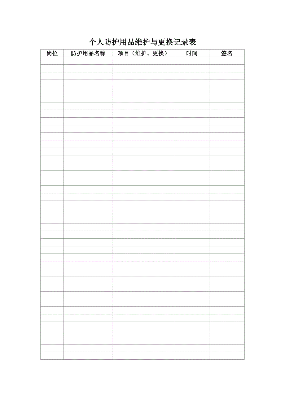 职业病防护用品维护与更换记录_第1页