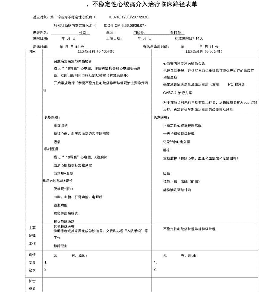 冠心病临床路径_第5页