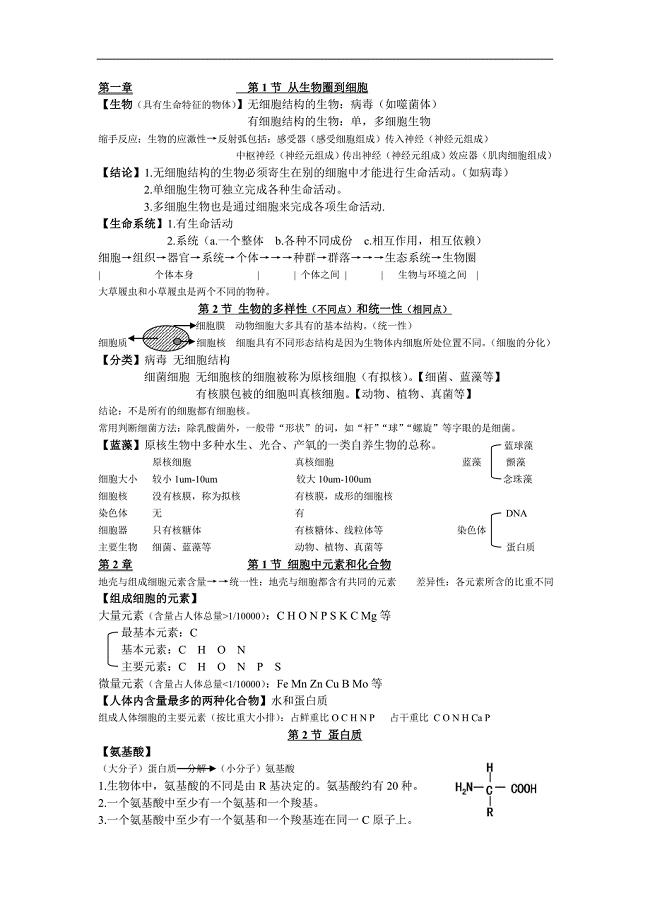 生物笔记整理【高一复习笔记.绝对有用】