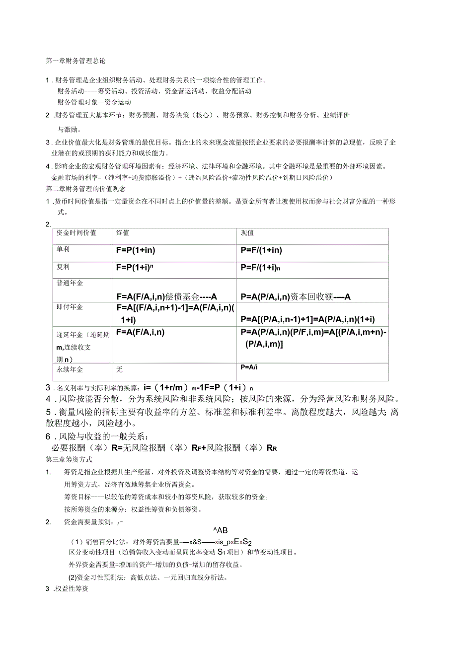 财务管理基础复习提纲_第1页