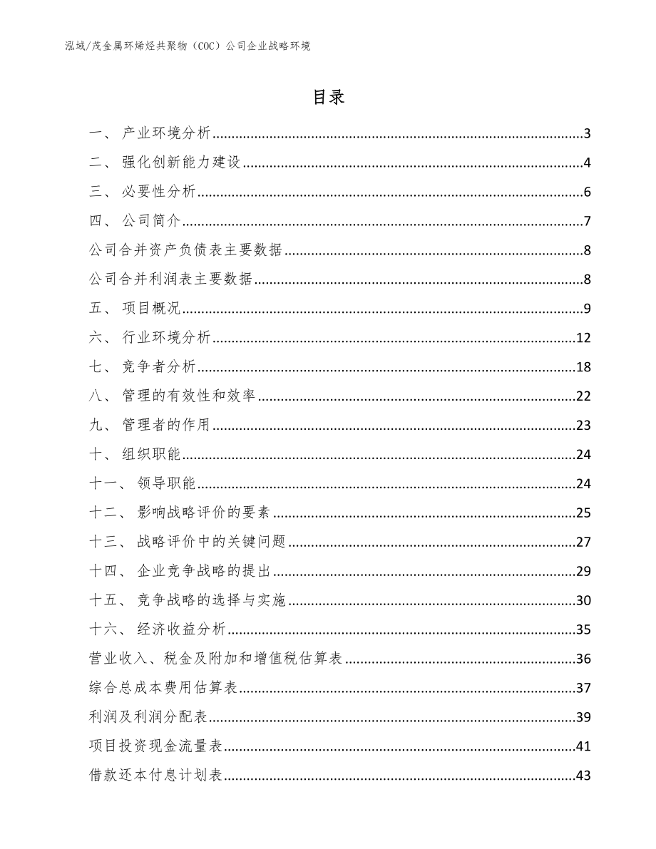 茂金属环烯烃共聚物（COC）公司企业战略环境（参考）_第2页