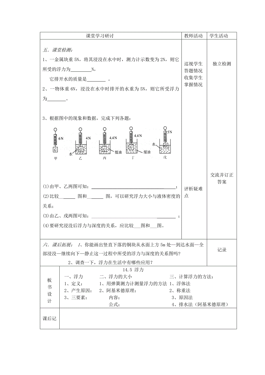 新人教版初中物理九年级《浮力》教学案_第4页