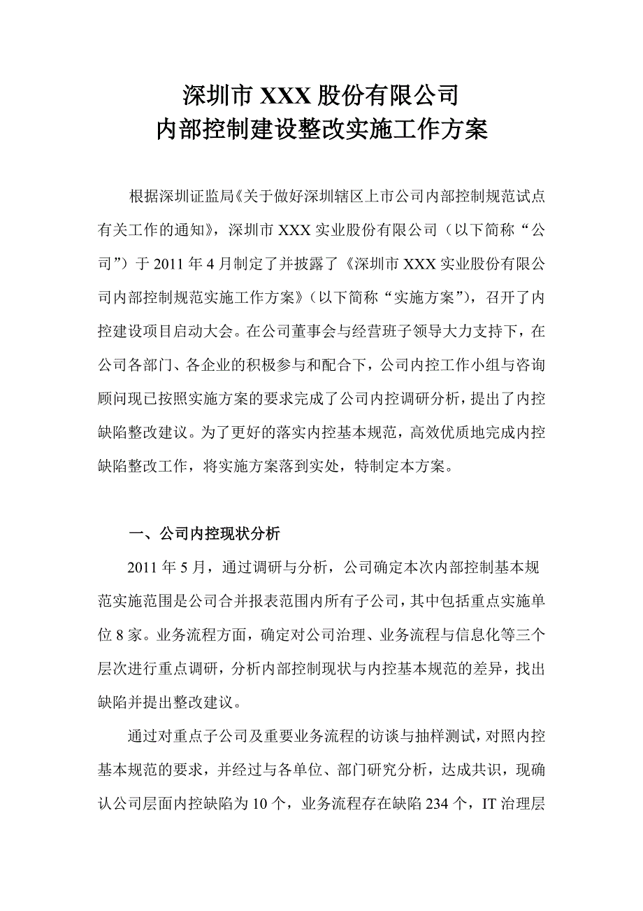 内控整改实施方案_第1页