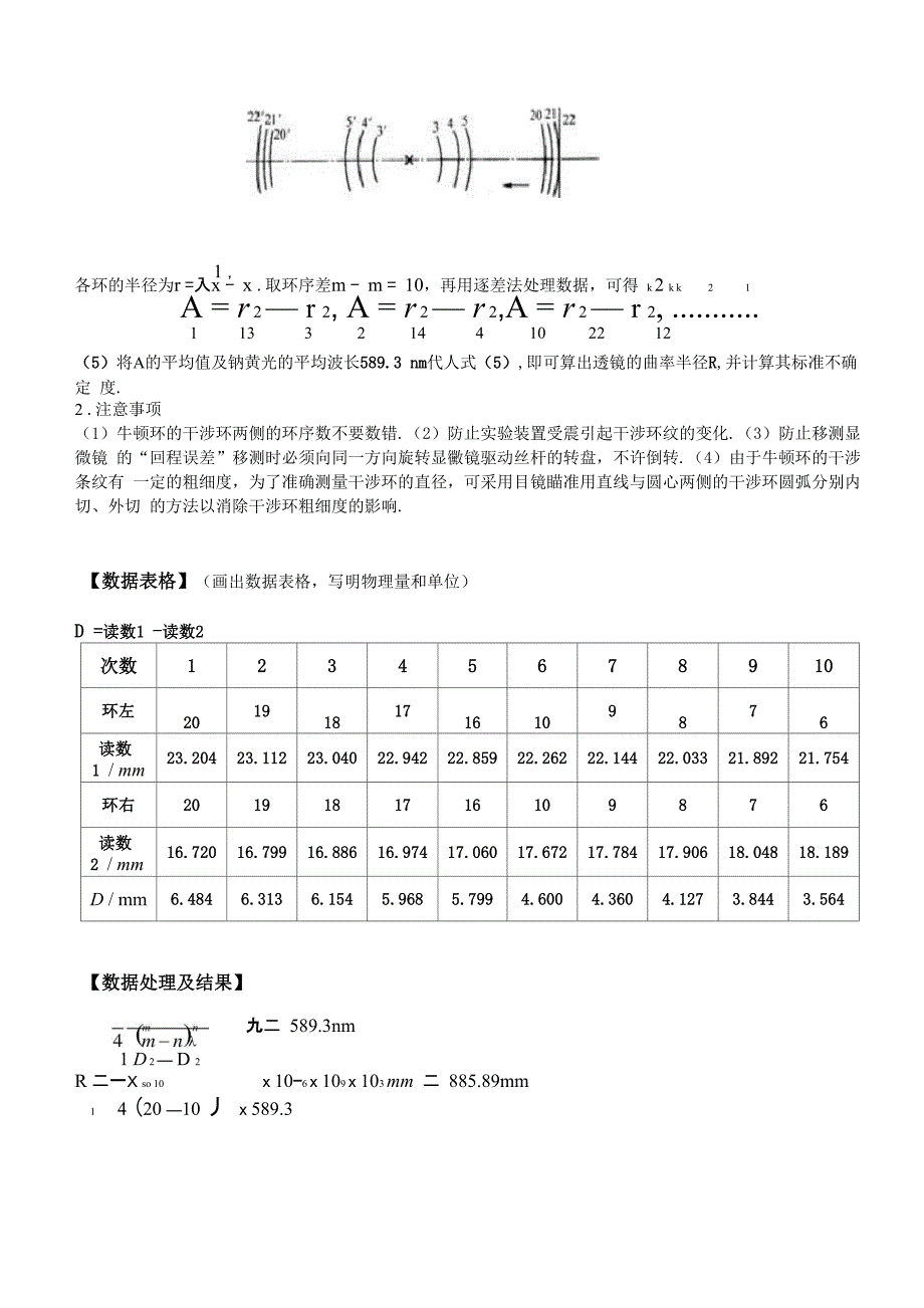 实验报告：牛顿环与劈尖干涉_第4页