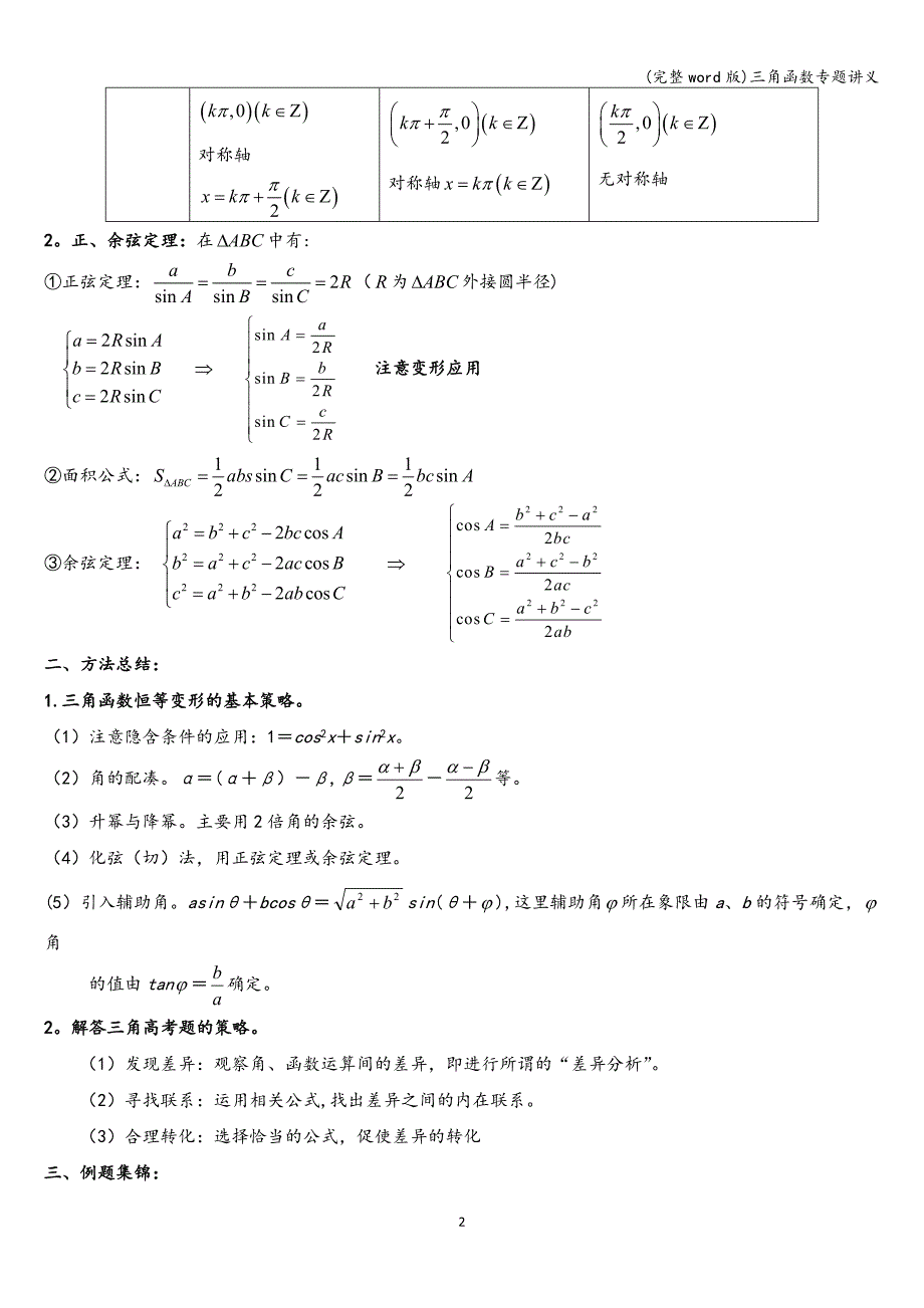 (完整word版)三角函数专题讲义.doc_第2页