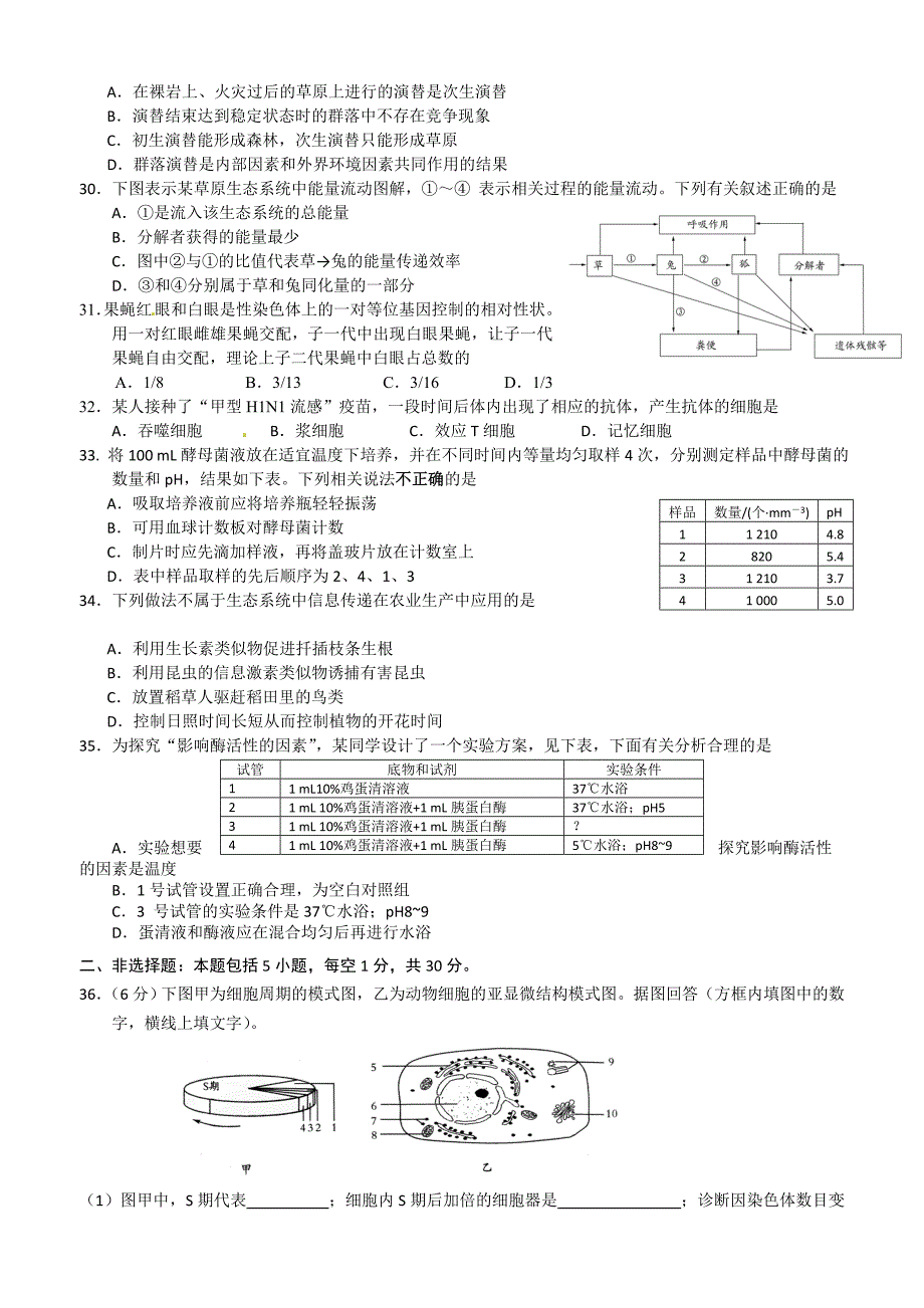 江苏省扬州高级中学2014年高二学业水平测试模拟（二）生物试卷-1.doc_第4页