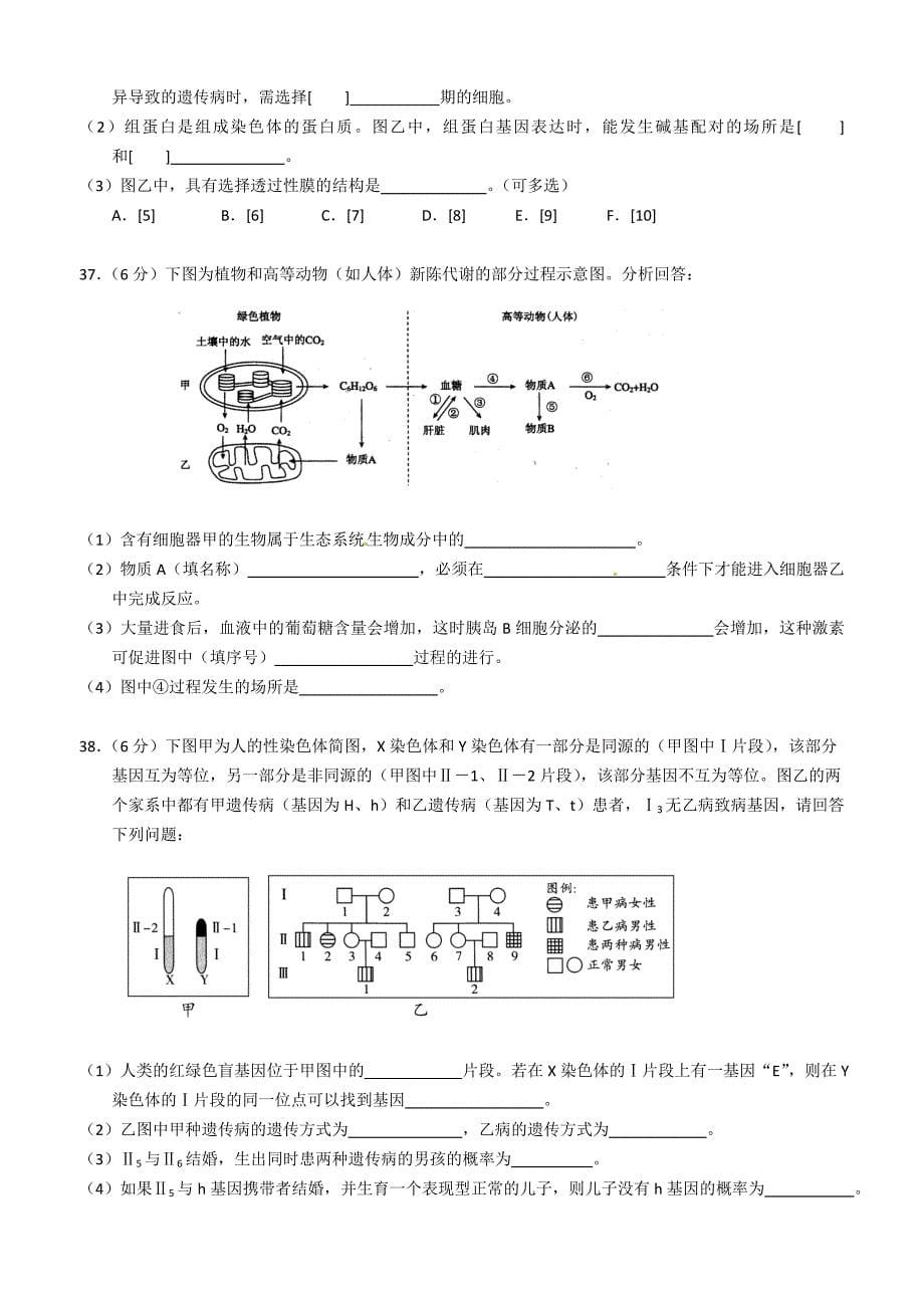 江苏省扬州高级中学2014年高二学业水平测试模拟（二）生物试卷-1.doc_第5页