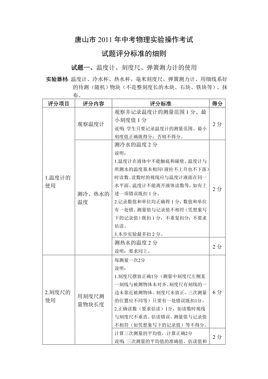 C2011物理实验评分标准的细则_第1页