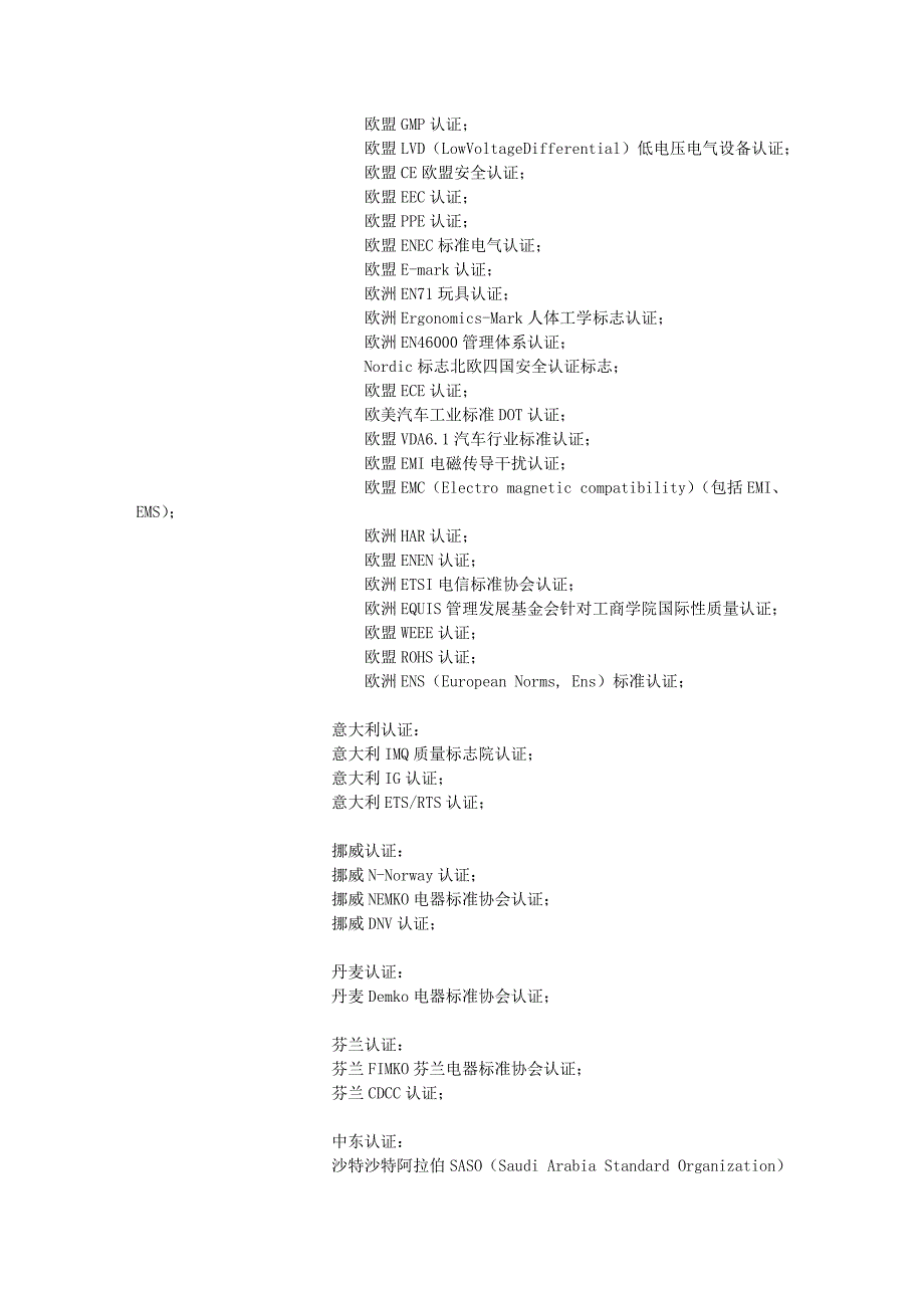 全球各国家认证及认证机构汇总目录_第4页