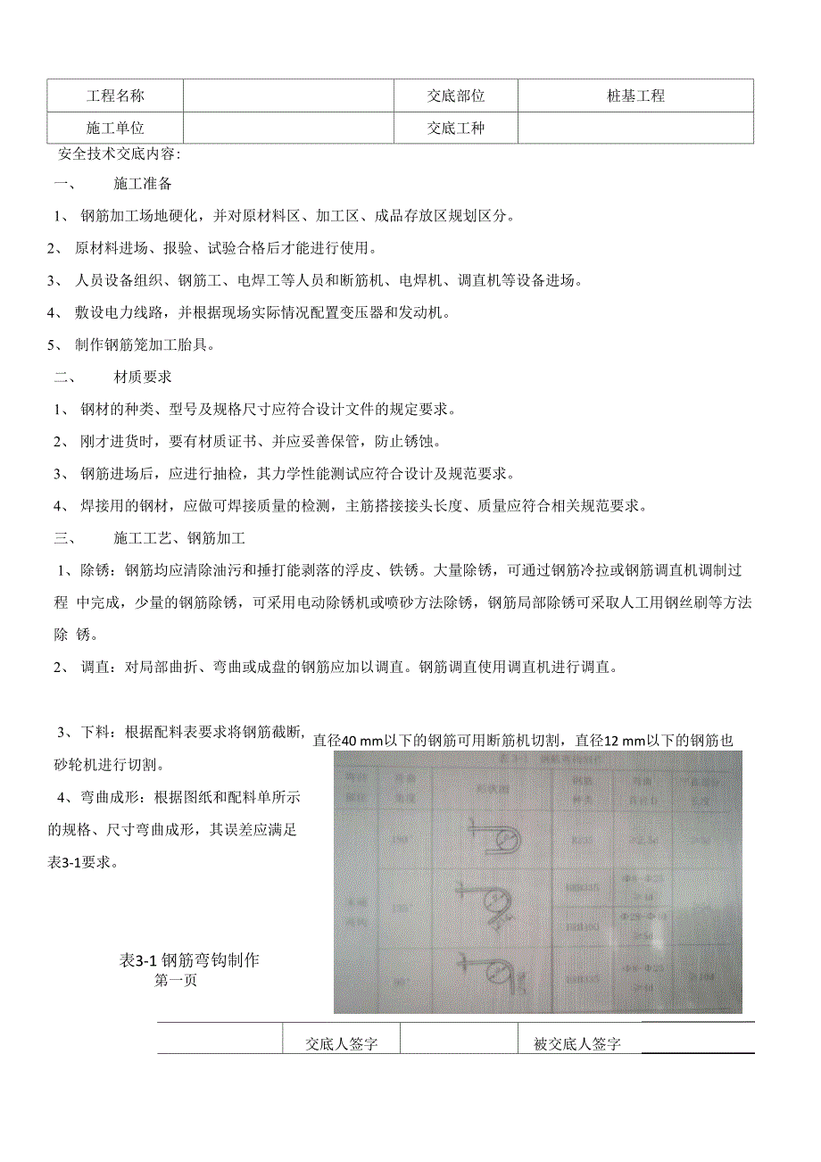 桩基础钢筋笼施工技术交底_第1页