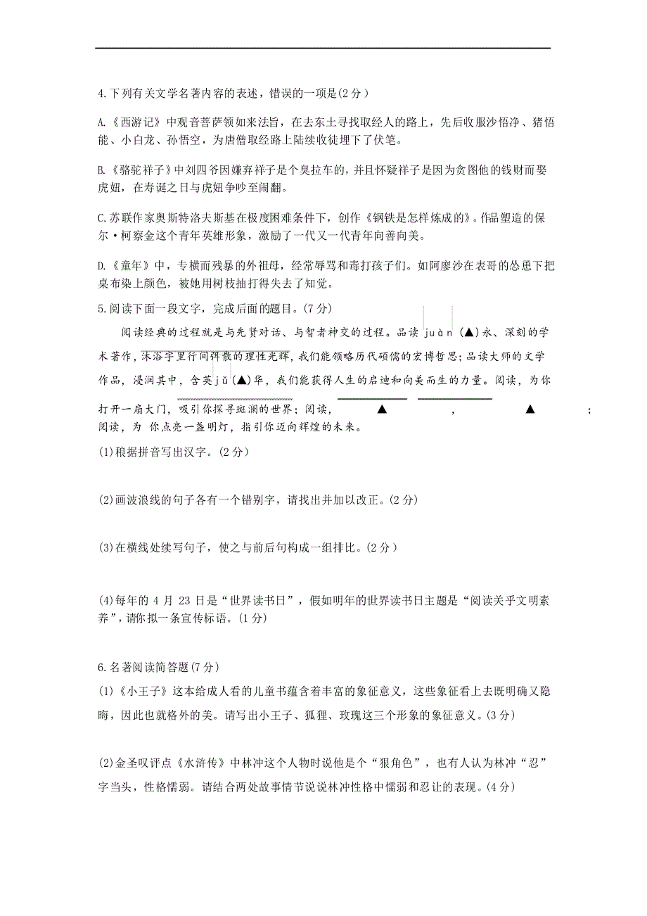 2021年中考语文模拟试卷(二十五)_第3页