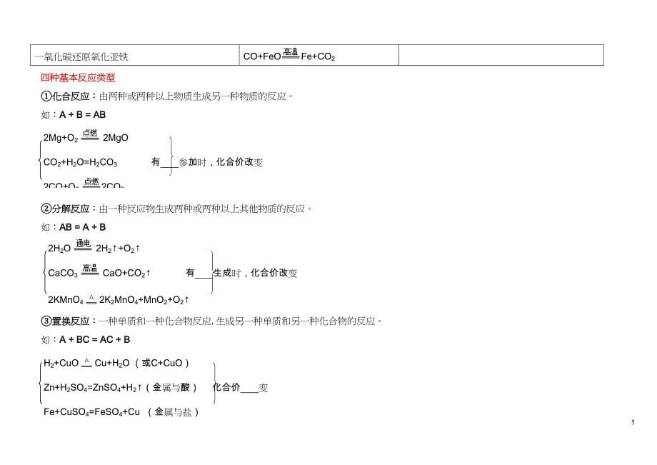 化学反应常见化学方程式及现象剖析(DOC 22页)_第5页