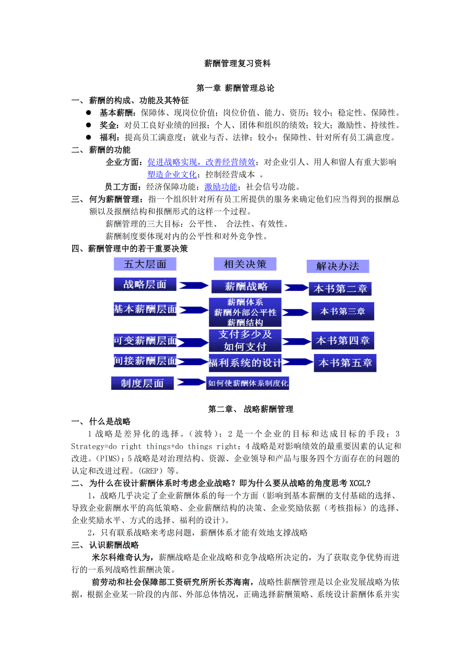 管理学薪酬管理期末考试内容复习_第1页