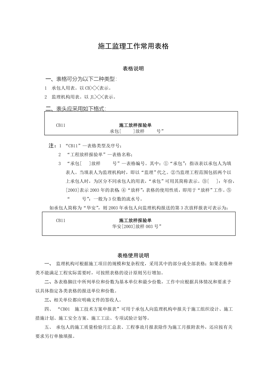 水利工程建设项目施工监理常用表格(无条文说明).doc_第1页