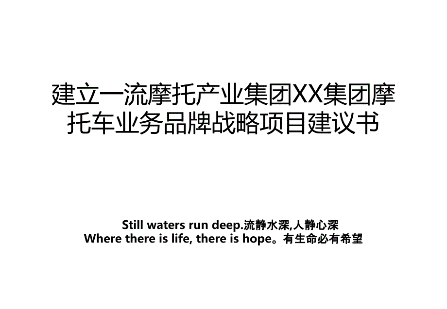 建立一流摩托产业集团XX集团摩托车业务品牌战略项目建议书_第1页