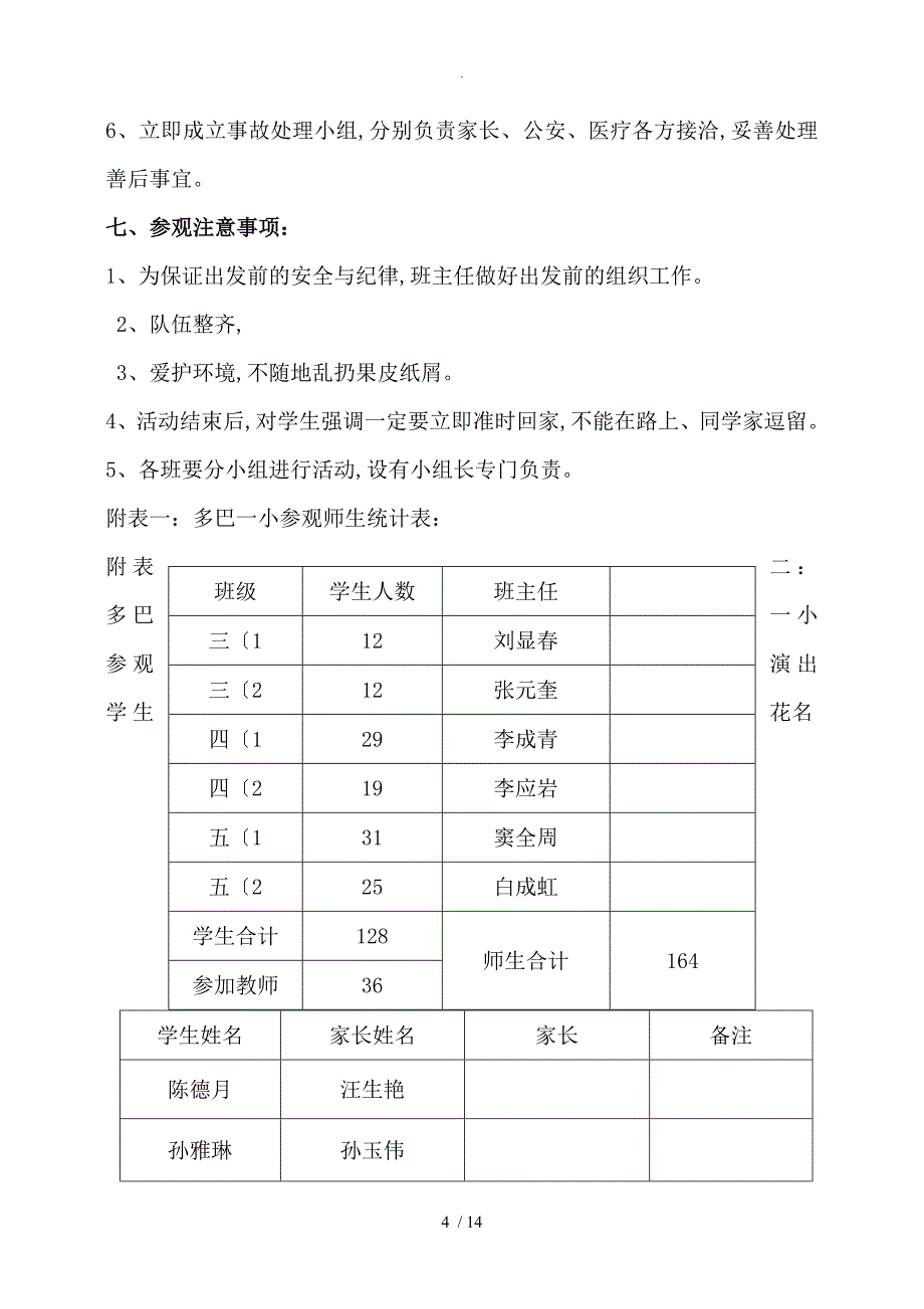 学生外出参观安全应急救援预案_第4页