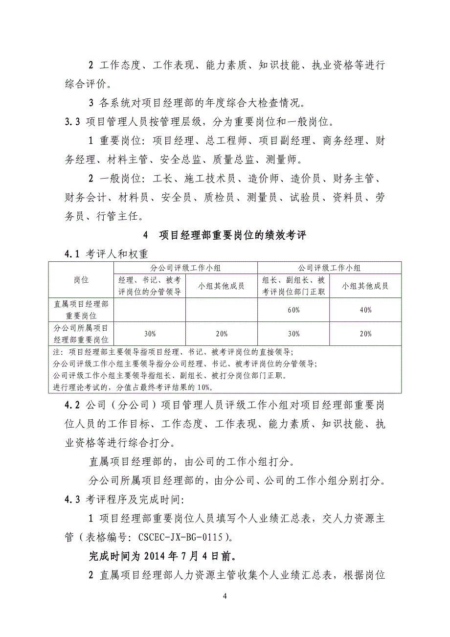 某公司项目管理人员考核评级实施细则_第4页